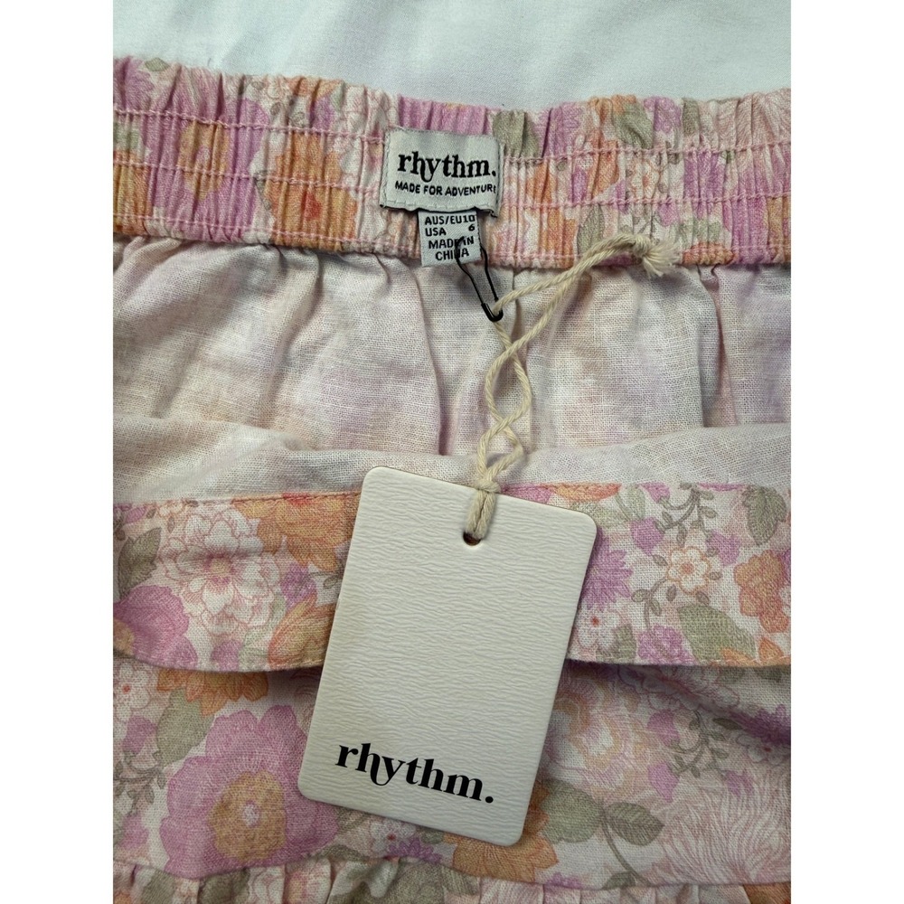 NWT Rhythm Melody Tiered Mini Skirt‎ Floral Print Whimsical Fairy Festival Sz 10 - Picture 2 of 8